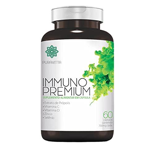 Immuno Premium Extrato de Própolis, Vitaminas C, D3, Zinco e Selênio 60 Cápsulas
