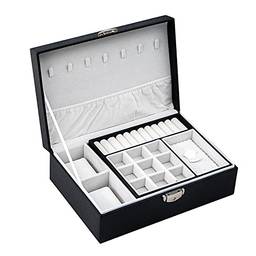 Romacci Caixa de joias multifuncional Caixão de couro pu portátil de grande capacidade Organizador de joias caixa de armazenamento para anéis Brincos Relógio de corrente de mão