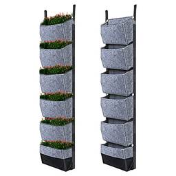 Zwbfu Caixa Plantadora,Sacos de plantio pendurados com 6 bolsos Jardinagem vertical Vasos de flores Plantador Sacos de plantio de jardim na parede suspensa