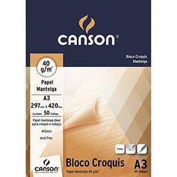 Bloco Croquis Manteiga A3 40g/m², Canson, 66667047, 50 Folhas