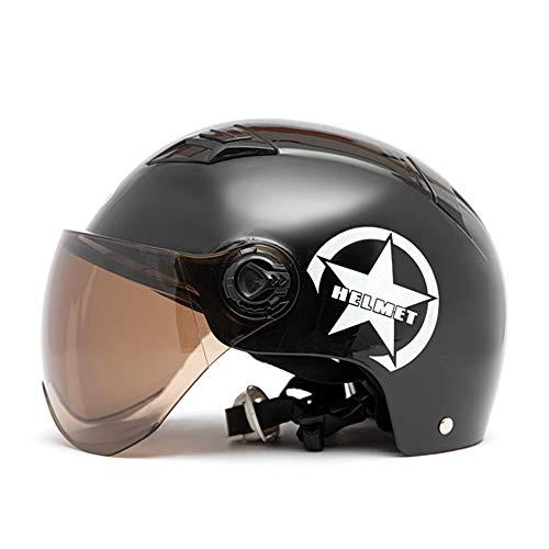 Romacci Capacete da motocicleta Meia Face Aberta Tamanho Ajustável Capacetes de Proteção Engrenagem Cabeça Unisex Preto