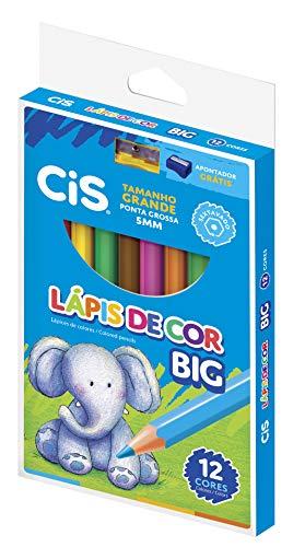 Lápis de Cor Plastic Big + Apontador Grátis, CiS, 19.8402, Sextavado, 12 cores