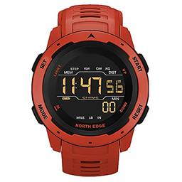 Relógio Digital Masculino Relógios Esportivos Masculinos Pedômetro Relógio Despertador Impermeável 50M Relógio Digital Relógio Militar(vermelho)
