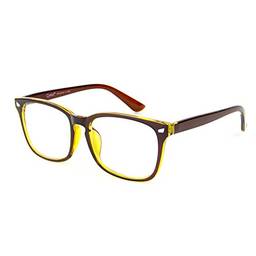 Cyxus Óculos de Luz azul Óculos Quadrados para Computador Óculos Anti-fadiga Ocular Lente Transparente UV400 para Mulheres/Homens (Moldura marrom)