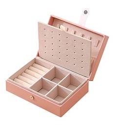 Romacci Caixa de joias multifuncional Caixa de couro PU portátil de grande capacidade Organizador de joias caixa de armazenamento para anéis e brincos Corrente de mão