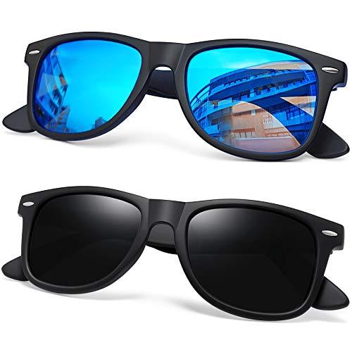 Joopin Óculos de Sol Masculinos Femininos Polarizados Quadrado Óculos de Sol Esportivos para Dirigir UV Proteção (Fosco Preto+Preto Brilhante)