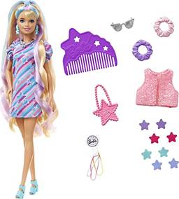 Barbie Boneca Totally Hair Vestido Estrelas Amarelas, HCM88, Multicor