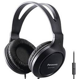 Panasonic Fones de ouvido circum-auriculares leves de tamanho completo com microfone e cabo longo - RP-HT161M (preto)