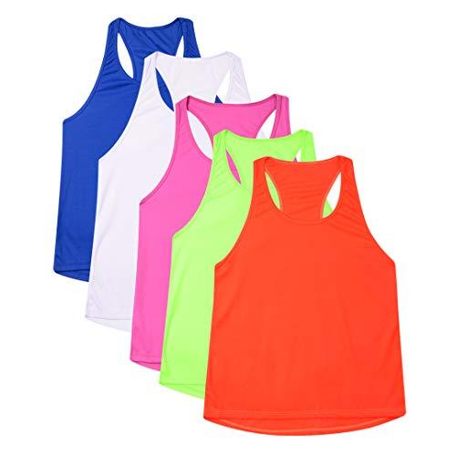 Kit 5 Camisetas Regatas Femininas Dryfit (branca, royal, Verde fluor, laranja fluor, pink)