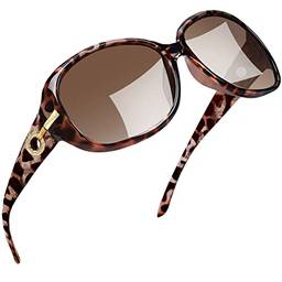 Óculos de Sol Feminino Polarizado Grandes Proteção UV, Joopin Óculos Escuros para Mulheres(Concha de Tartaruga/Marrom)