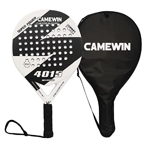 SIKAI CASE Raquete de tênis de praia, raquete de tênis de praia profissional de fibra de carbono, face EVA macia, equipamento unissex com bolsa de raquete de tênis (branca)