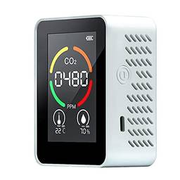 Mibee Monitor de qualidade do ar Medidor de CO2 interno Detector de dióxido de carbono Medidor de umidade e temperatura com display digital LED e bateria recarregável de tela LCD