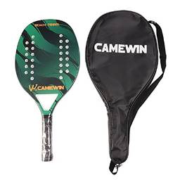 SIKAI CASE Raquete de tênis de praia, raquete de tênis de praia profissional de fibra de carbono, face EVA macia, equipamento unissex com bolsa de raquete de tênis (verde)