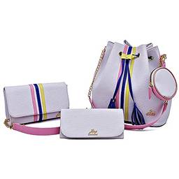 Kit de bolsa feminina transversal saco + bolsa transversal de festa e carteira (Branco)