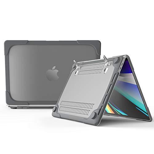 Capa para MacBook Pro de 16 polegadas com suporte, capa protetora de cristal DMaos com amortecedor e canto reforçado com absorção de choque, ventilação antiderrapante, premium para Mac 2019 modelo A2141, Cinza, MacBook Pro 16 inch ?A2141?