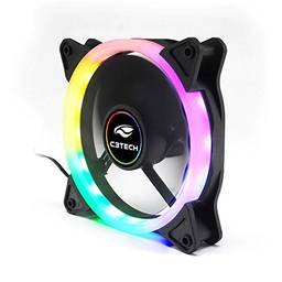 Cooler Fan C3Tech F7-L200RGB Gaming 12cm - Com Iluminação RGB Baixo Ruido 12v 1200RPM, Multicor