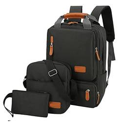 KKcare 3 peças conjunto de mochila feminina masculina portátil mochila bolsa de ombro pequeno bolso para viagem escola trabalho de negócios faculdade cabe até 14,5 polegadas