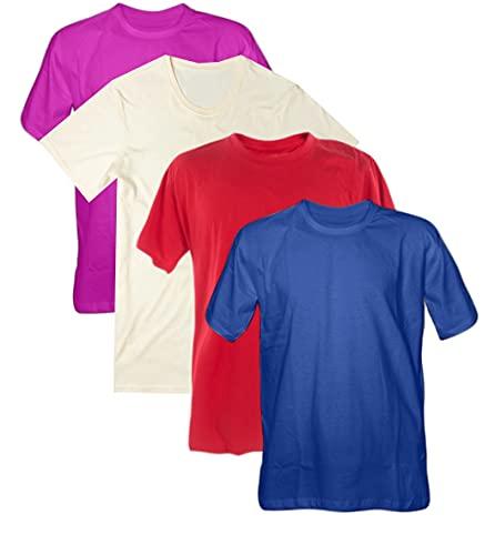 Kit 4 Camisetas 100% Algodão 30.1 Penteadas (Pink, Off White, Vermelho, Royal, M)