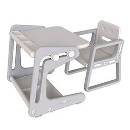 Mesa com Cadeira para Estudo e Desenho com Mesa Magnética e Lousa - 1 a 6 anos - Cinza - C180GY ELG