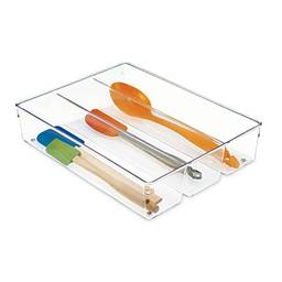 iDesign Organizador de gaveta de cozinha Linus para talheres, espátulas, gadgets – transparente 35 cm x 26,7 cm x 7,6 cm