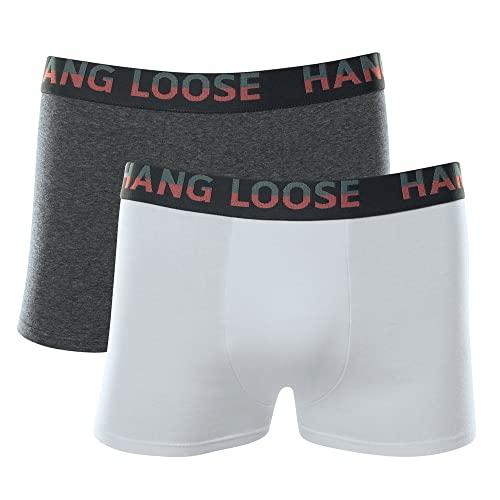 Kit 2 Cueca Boxer Cot,Hang Loose, Masculino, Branco/Cinza Mescla Escuro, GG