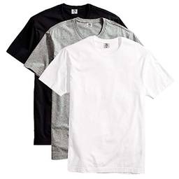 Kit com 3 Camiseta Masculina Básica Algodão Premium (Chumbo Verde Branco, P)