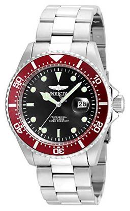Relógio Invicta Pro Diver de aço inoxidável, 43 mm, prata/vermelho (modelo: 22020)