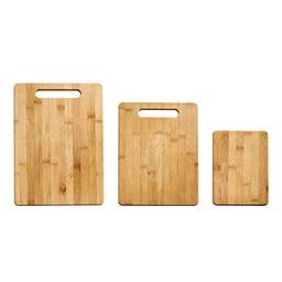 Farberware Tábua de corte de bambu de 3 peças, conjunto de 3 tamanhos sortidos, marrom