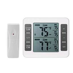 Yuwao Termômetro de geladeira digital sem fio com alarme sonoro interno termômetro externo com sensor de temperatura do congelador registro de temperatura mínima/máxima
