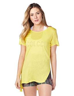 Camiseta Estampa Vertical, Colcci Fitness, Feminino, Amarelo Lumi, P