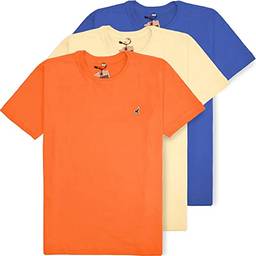 Kit 3 Camisetas Masculinas Básicas Algodão Premium Bamborra (G, Azul/Amarelo/Laranja)