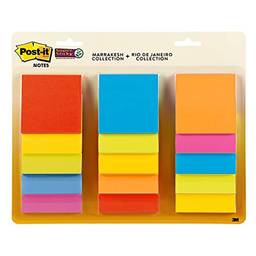 Notas adesivas super recicladas Post-it, Coleção de cores sortidas, Assorted Colors, 15 Pads