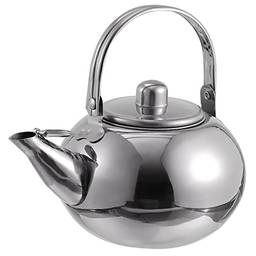 Cabilock Bule de chá de aço inoxidável com infusor removível Chaleira de chá portátil grossa para sacos de chá de folhas soltas, 1 litro - prata