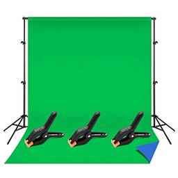 calau Kit de pano de fundo de fotografia de estúdio profissional com tela de fundo lavável bicolor de 6,6 * 10 pés + 6,6 * 10 pés suporte de suporte de pano de fundo suporte + braçadeiras de pano de