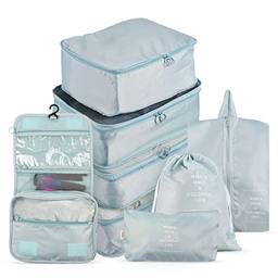Henniu Sacos de armazenamento 8 pçs conjunto organizador de viagem mala conjunto de embalagem estojos de armazenamento portátil organizador de bagagem roupas sapato organizador bolsa bolsa