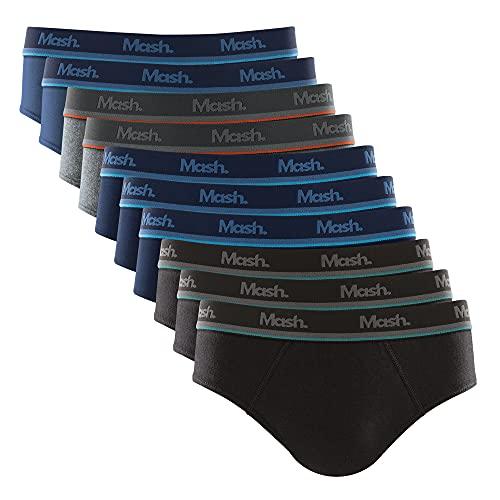 Kit 4 Cueca Slip Alg , Mash, Masculino, Preto/Cinza Mescla Escuro/Azul Marinho/Azul Jeans Escuro, G