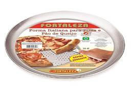 Forma Pizza Ital. 35 Furada Pá Alumínio Fortaleza Polido