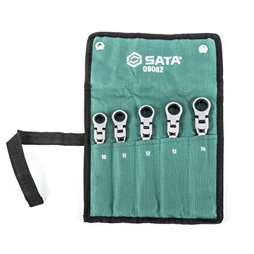 SATA Conjunto de chaves de catraca de cabeça flexível, 5 peças, métrico - ST09082SJ