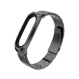 TwiHill A pulseira de metal é adequada para Mi Band 4/5/6. Pulseira de metal Mi Band 304 em aço inoxidável universal V, Banda Mi 4/5/6 Acessórios (Preto)