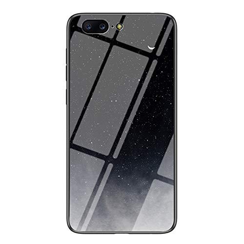 Capa XYX compatível com OnePlus 5, [parte traseira de vidro temperado] estampa Starry Sky leve capa fina para OnePlus 5 (Star Crescent Moon)