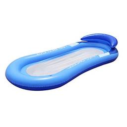 QUANXI Boia de piscina inflável flutuante, cadeira de deque, rede de água, brinquedo de piscina, azul sem toldo