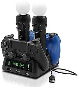 Estação de carregamento do controlador TwiHill para PS4 / PS4 Slim / PS VR Move Motion, preto