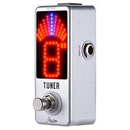 Queenser Mini Chromatic Tuner Pedal Efeito Display LED True Bypass para guitarra baixa