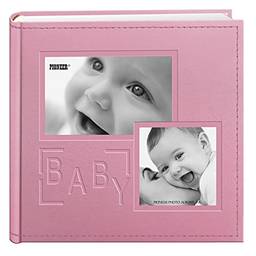 Álbum de fotos Pioneer com capa de couro sintético em relevo com 200 compartimentos para fotos de 10 x 15 cm, rosa