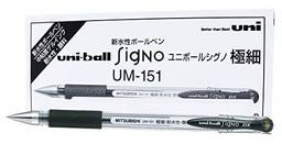 Caneta Gel UM-151 SIGNO DX 0,38, Preta, Uni-ball, Caixa c/10 unidades