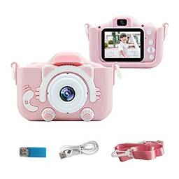 Kiboule Câmera digital infantil portátil 20MP 1080P HD câmera de vídeo filmadora Linda câmera recarregável selfie com tela de 1,9 polegadas cartão de memória de 32GB Jogos de suporte Fotografia ao ar livre