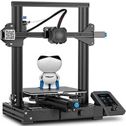 Impressora oficial Creality Ender 3 V2 3D com projeto de estrutura integrada atualizado com placa-mãe silenciosa Fonte de alimentação MeanWell e plataforma de vidro de carborundum 8.66x8.66x9.84 Polegadas Tamanho de impressão