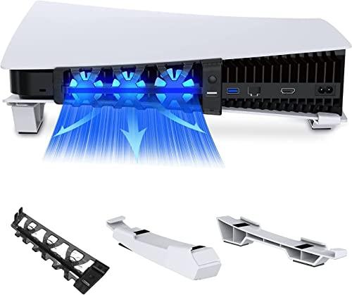 O rack e radiador de armazenamento horizontal TwiHill é adequado para console PS5, versão de unidade óptica PS5/versão digital universal, rack de armazenamento portátil compatível com várias portas USB