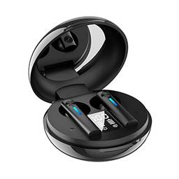 SZAMBIT Fone De Ouvido Sem Fio Bluetooth Com Impressão Digital Fone De Ouvido Para Jogos Esportivos Com Espelho De Maquiagem Para Celular (Preto)