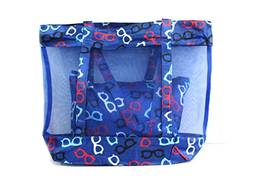 Bolsa de praia feminina Transparente de pvc com estampa e zíper + Nécessaires Cor: Azul